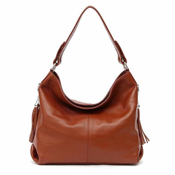 Soft Real Genuine Leather Tassel Handbag Ladies Shoulder Tote O_O